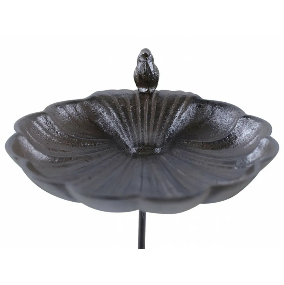 DÉCORATION D'AUTREFOIS - Abreuvoir oiseau sur pied fonte fonte marron - décoration d'autrefois