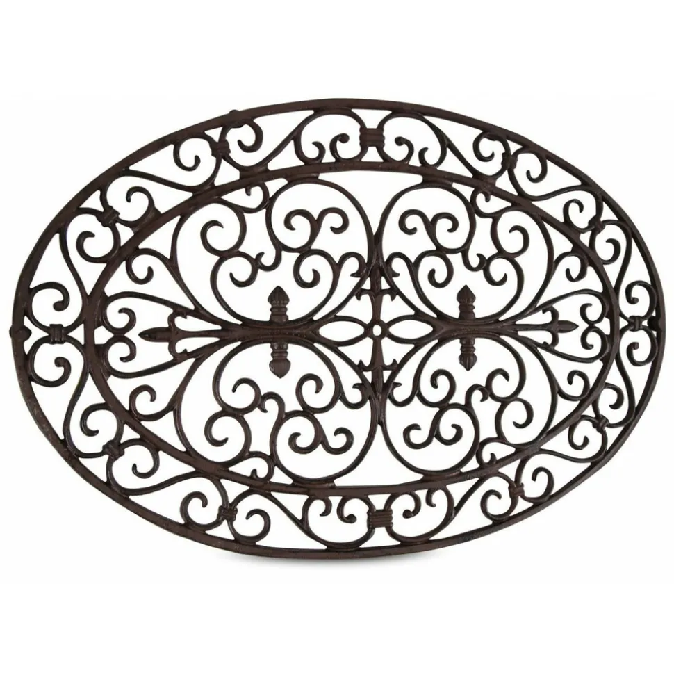 DÉCORATION D'AUTREFOIS - Paillasson ovale fonte fonte marron - décoration d'autrefois