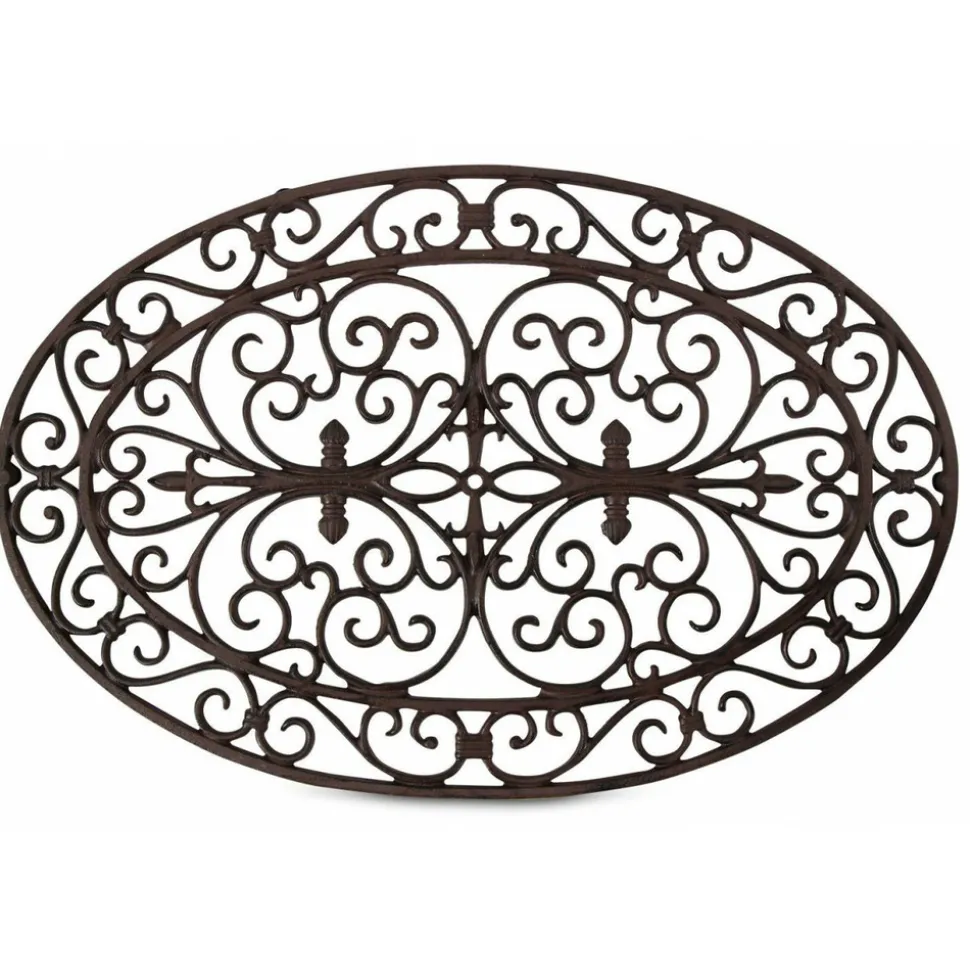 DÉCORATION D'AUTREFOIS - Paillasson ovale fonte fonte marron - décoration d'autrefois
