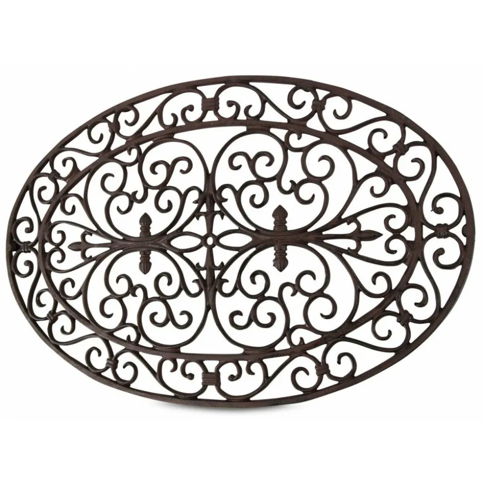 DÉCORATION D'AUTREFOIS - Paillasson ovale fonte fonte marron - décoration d'autrefois