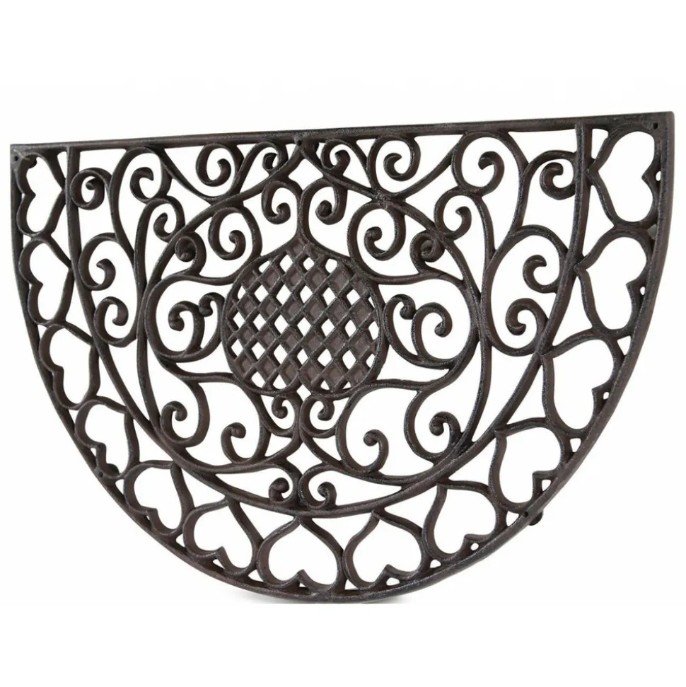 DÉCORATION D'AUTREFOIS - Paillasson demi-lune fonte fonte marron - décoration d'autrefois