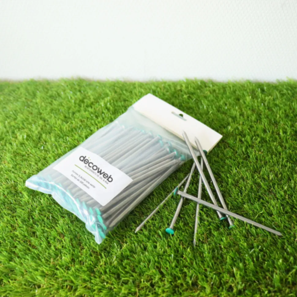 DÉCOWEB - Kit de pose pour gazon synthétique sur sol meuble - 50m² - avec couteau alu et mètre