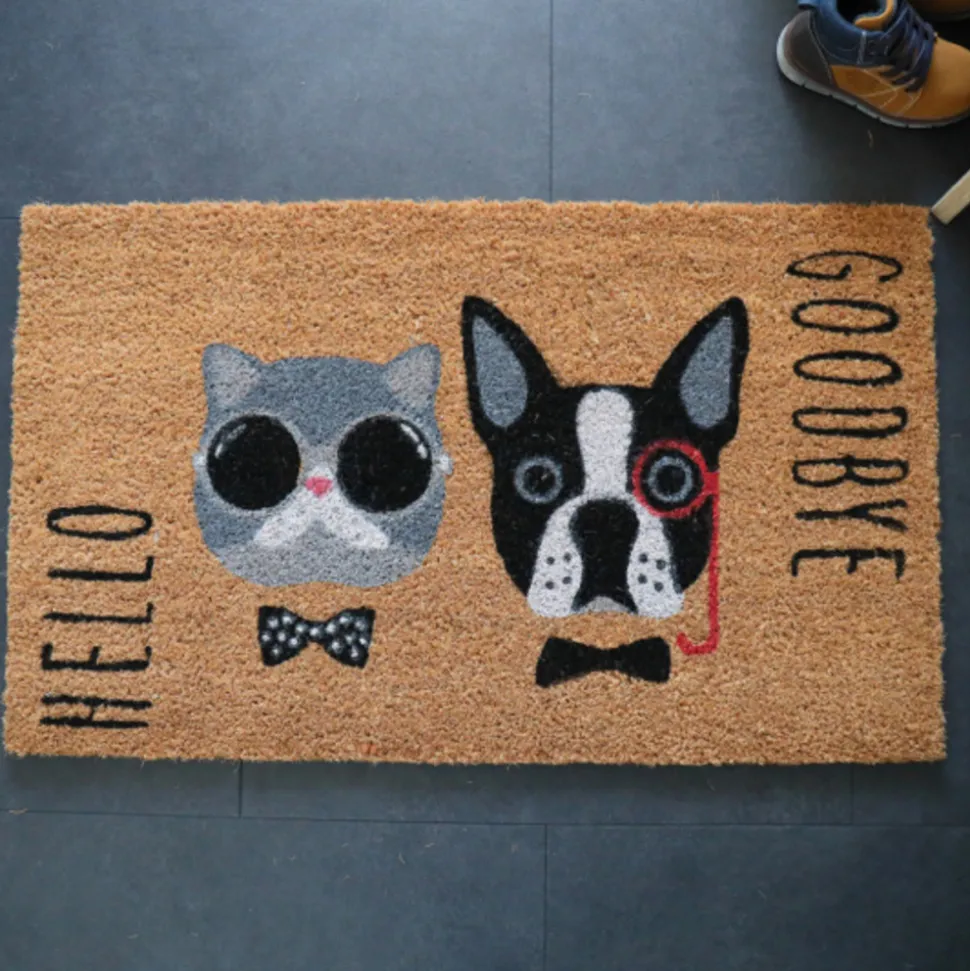 DÉCOWEB - Paillasson coco 45 x 75 cm - chat et chien