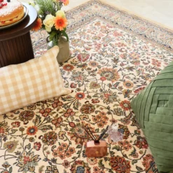 DÉCOWEB - Tapis traditionnel floral - mamie in love - corail doux - 240 x 340 cm