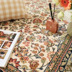 DÉCOWEB - Tapis traditionnel floral - mamie in love - corail doux - 160 x 230 cm