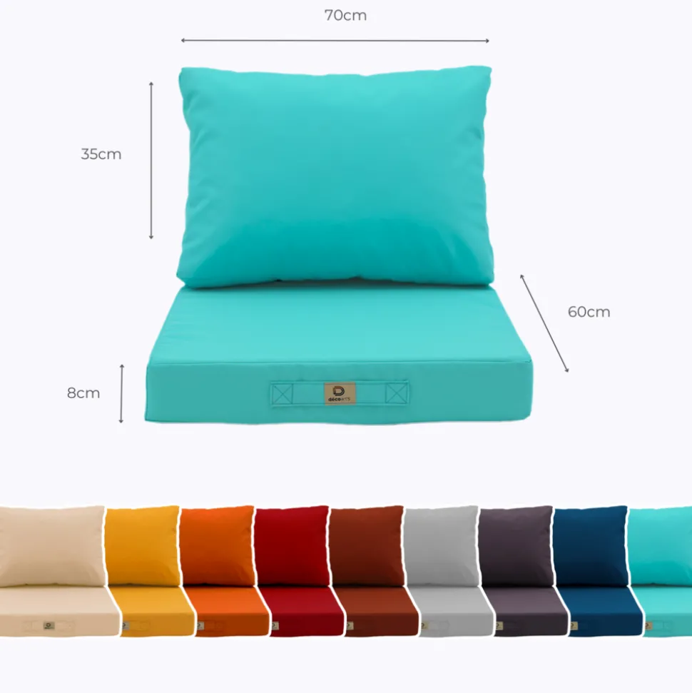 DECO ARTS - Coussins pour salon de jardin déhoussable 60x70cm bleu caraïbes