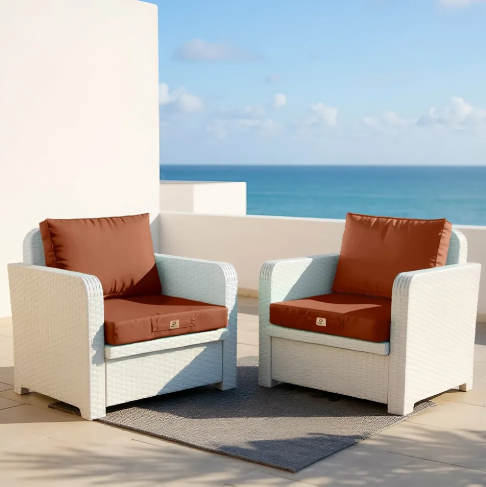 DECO ARTS - Coussins pour salon de jardin déhoussable 50x60cm terracotta