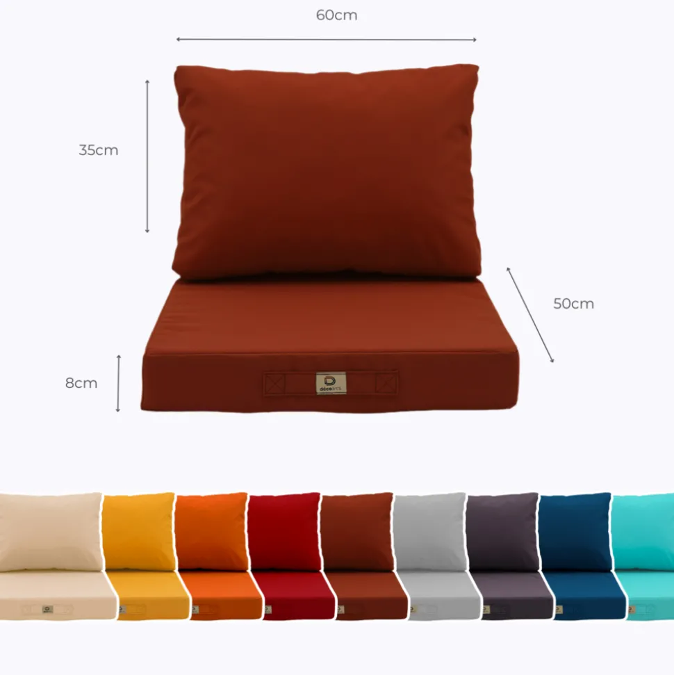 DECO ARTS - Coussins pour salon de jardin déhoussable 50x60cm terracotta