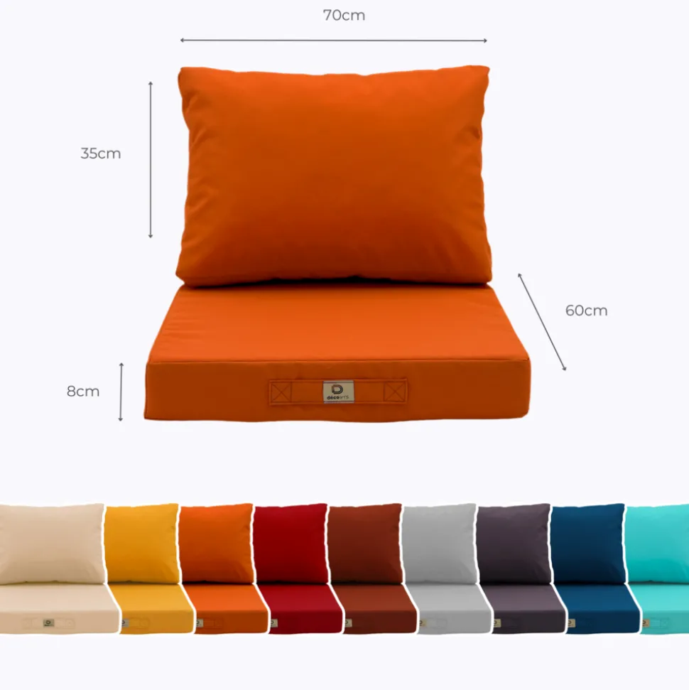 DECO ARTS - Coussins pour salon de jardin déhoussable 60x70cm orange