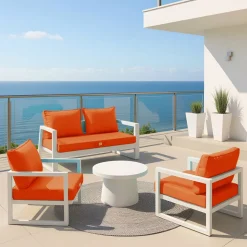 DECO ARTS - Coussins pour salon de jardin déhoussable 50x60cm orange