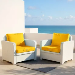 DECO ARTS - Coussins pour salon de jardin déhoussable 50x60cm jaune