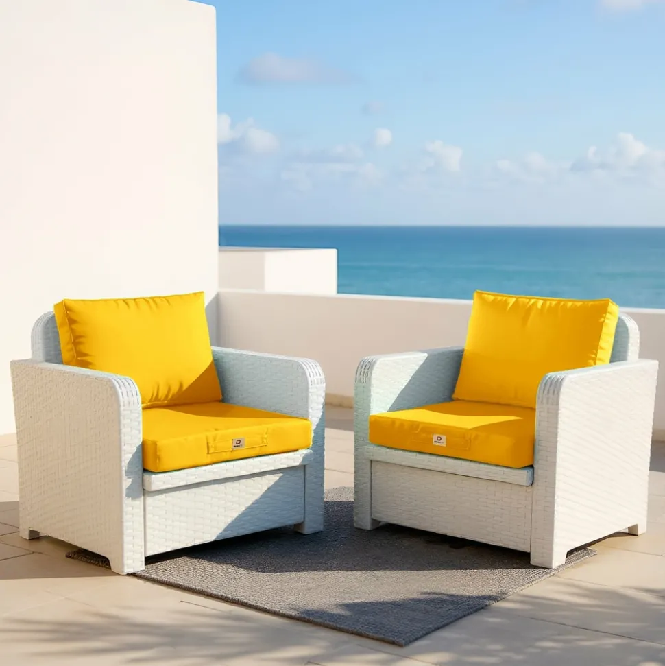 DECO ARTS - Coussins pour salon de jardin déhoussable 50x60cm jaune
