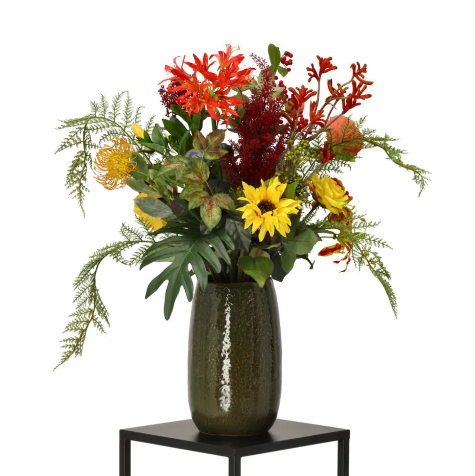 DESIGN PLANTS - Bouquet artificiel lié lié main emily porto - rouge/orange