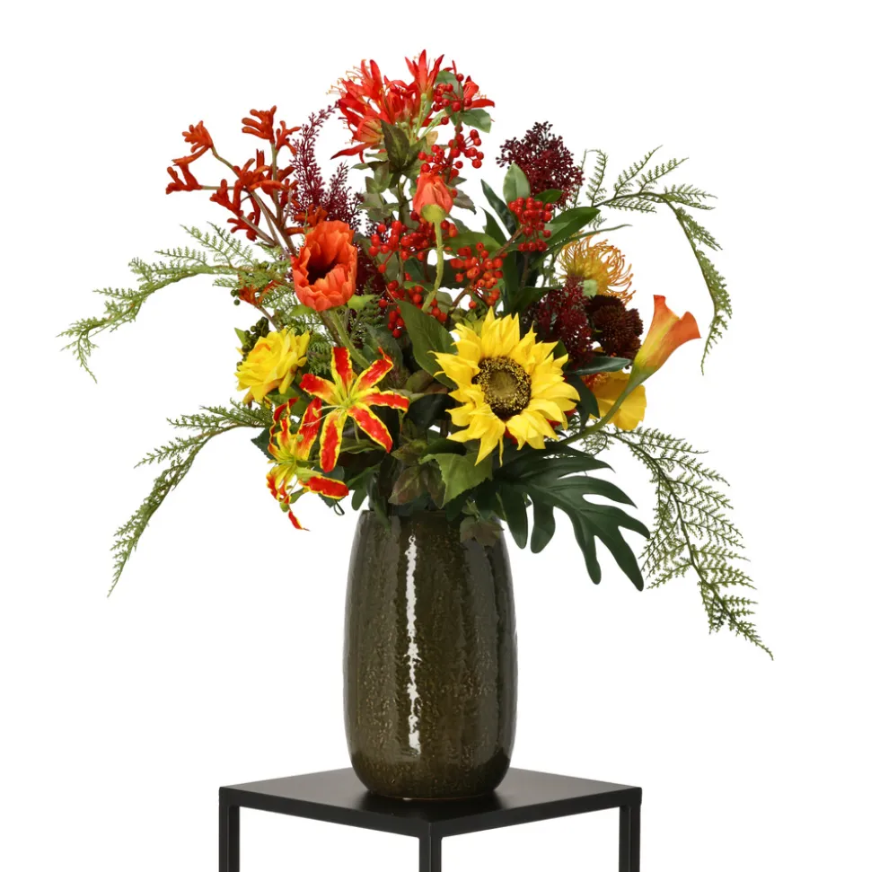 DESIGN PLANTS - Bouquet artificiel lié lié main emily porto - rouge/orange