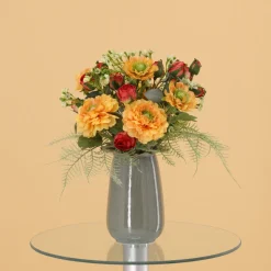 DESIGN PLANTS - Bouquet artificiel lié à la main frieda bern 35cm orange-rouge