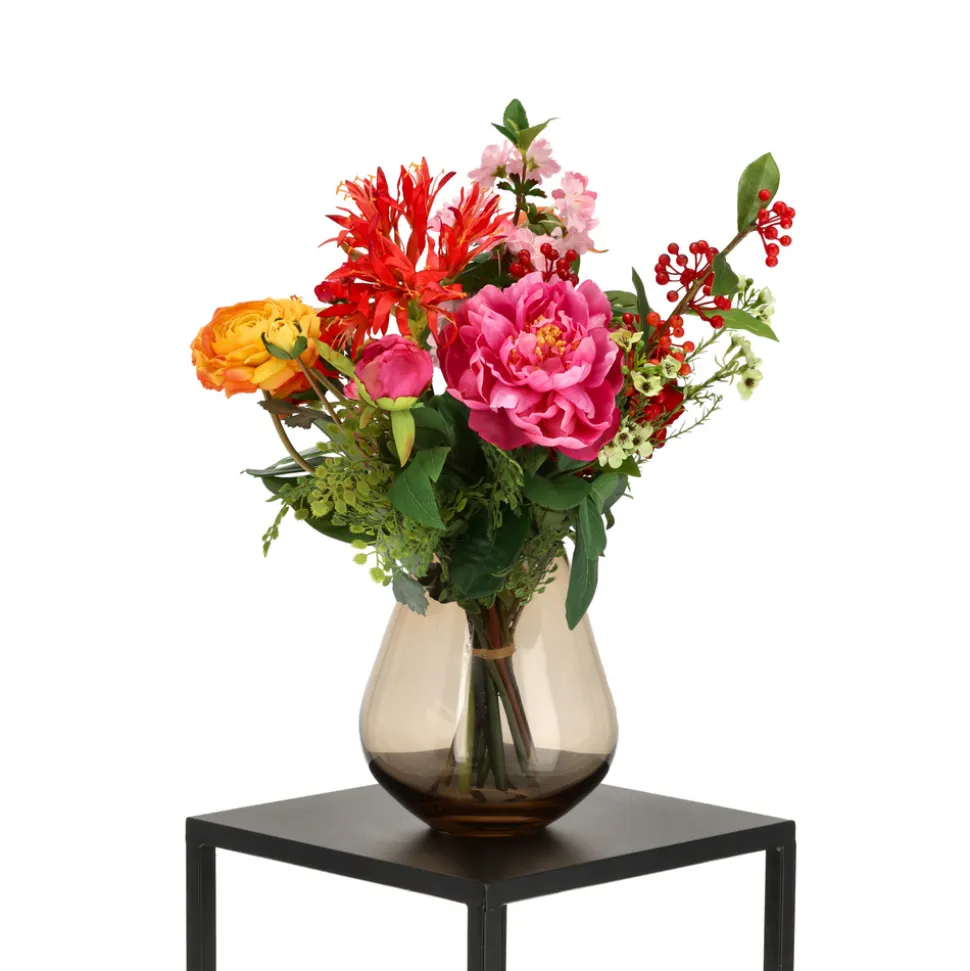 DESIGN PLANTS - Bouquet artificiel lié à la main liva madrid – orange/rouge
