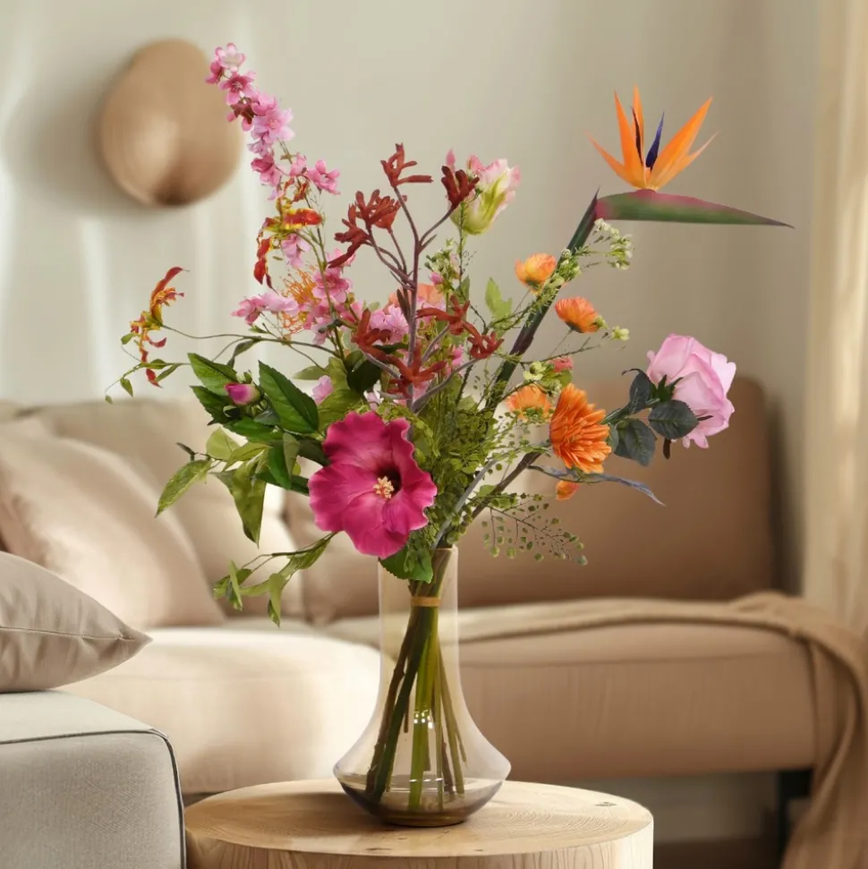 DESIGN PLANTS - Bouquet d'art artisanal fleur paris - orange/rose
