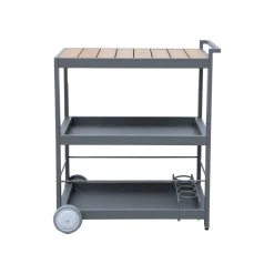 Desserte extérieure 84 cm en aluminium avec roues et poignée albi. Aluminium et polywood. Anthracite. L 84 x p 56 x h 96 cm