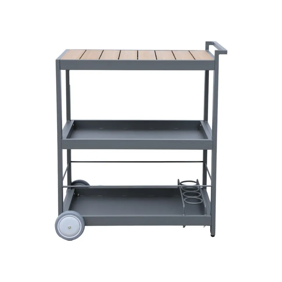 Desserte extérieure 84 cm en aluminium avec roues et poignée albi. Aluminium et polywood. Anthracite. L 84 x p 56 x h 96 cm
