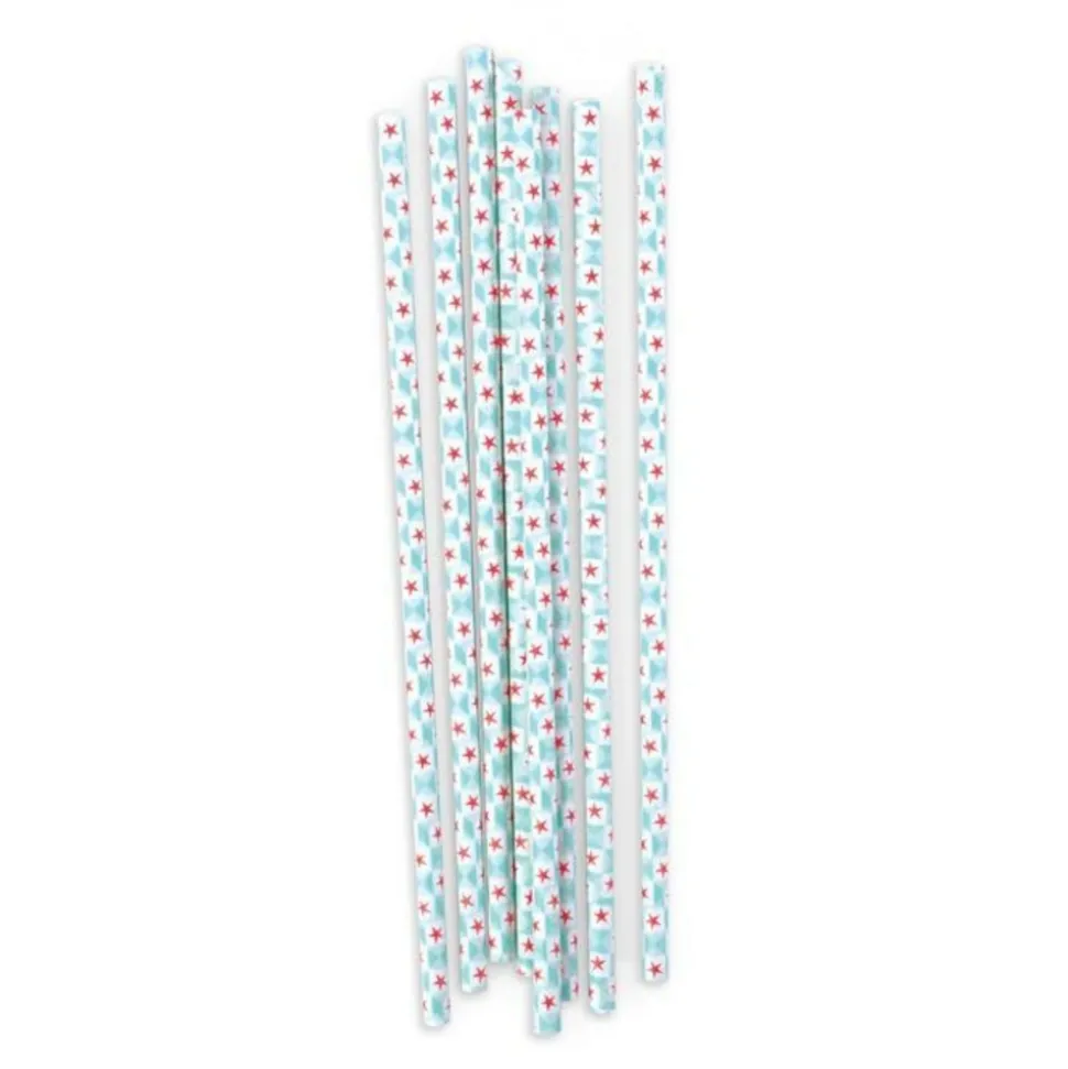 DIY - 20 pailles en papier - géométrie étoiles bleues