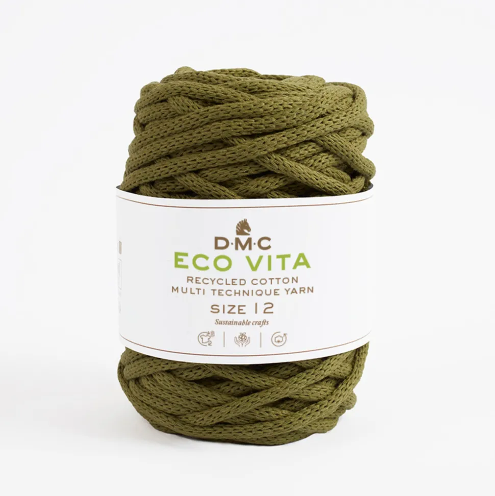 DMC - Pelote Eco Vita pour aiguilles n°12/crochet 10-12 coton kaki - 250 g