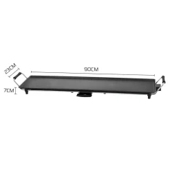 DOLCE CASA - Plancha xxl dolce casa dc-pla-90-cm antiadhésive - thermostat ajustable, 1800w poignée rembourrée, pour 8 personnes, 90 x 23cm
