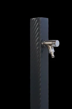 DOMMARTIN - Fontaine borne téthys gris 7016 avec robinet rounded h. 95cm x l. 15cm