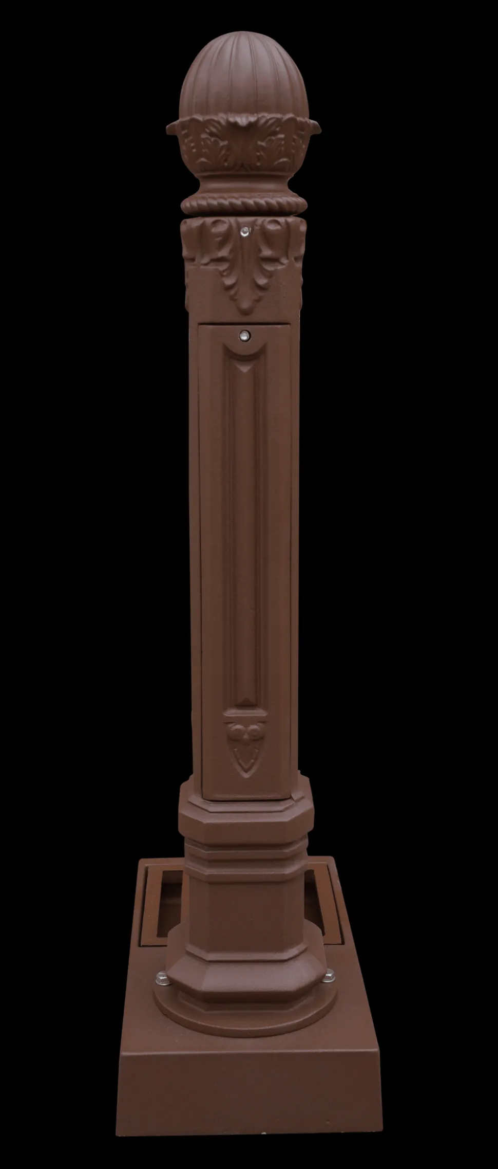 DOMMARTIN - Fontaine borne griffon avec vasque style corten (ral mars 2525) avec robinet colvert dommartin h. 110cm x l. 51cm