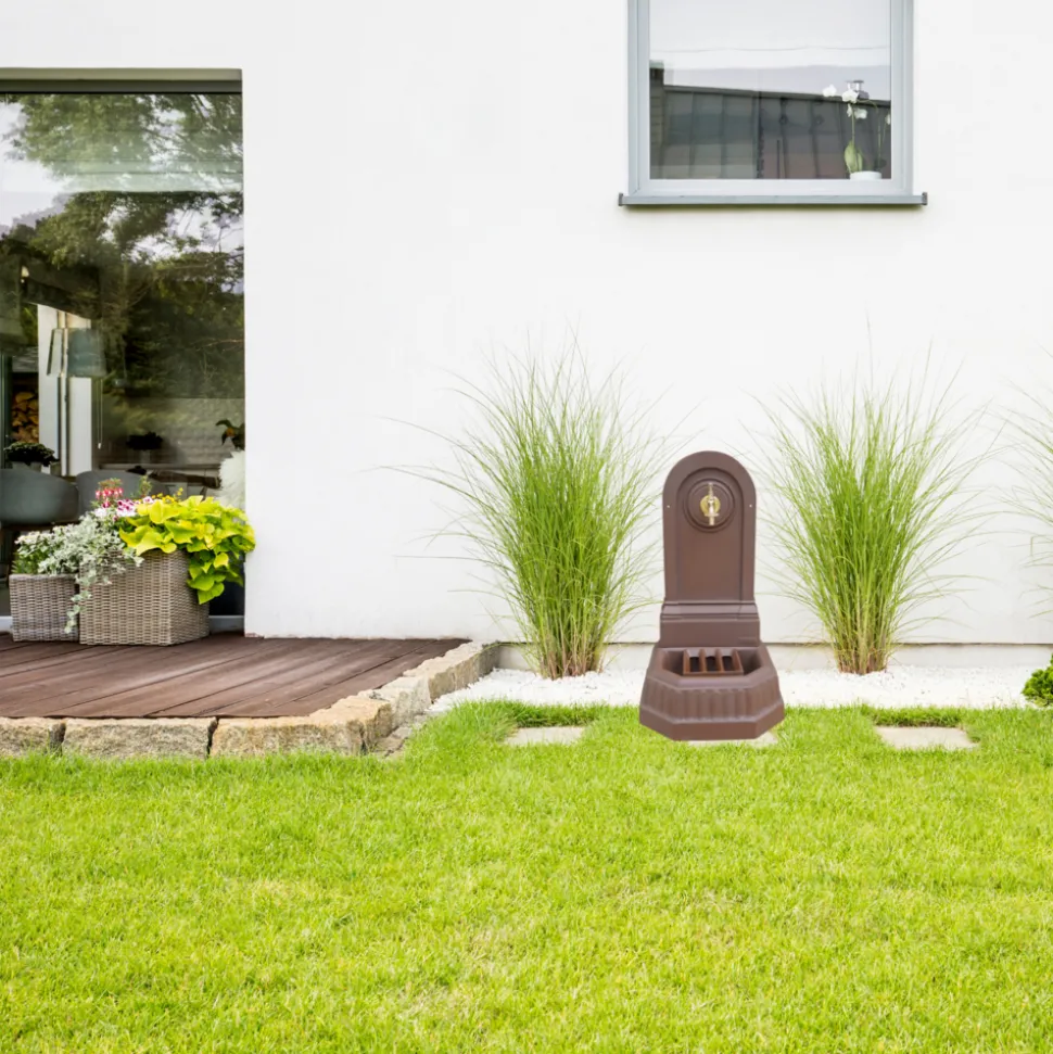 DOMMARTIN - Fontaine citadine style corten (ral mars 2525) avec robinet standard dommartin h. 70cm x l. 35cm