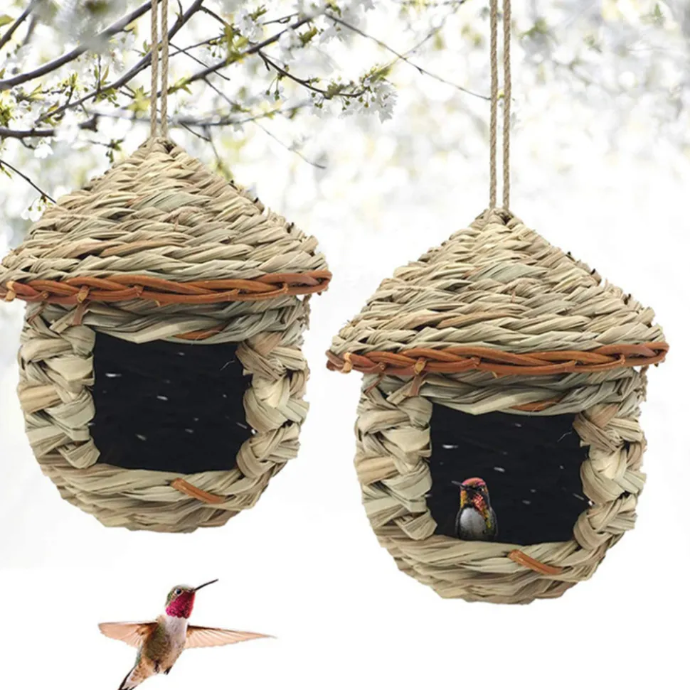 DOWNYPAWS - 2 décorations de nid d'oiseau tissées à la main