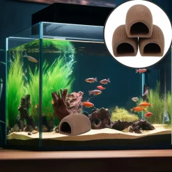 DOWNYPAWS - 3 ornements céramique pour aquarium - cachette sûre
