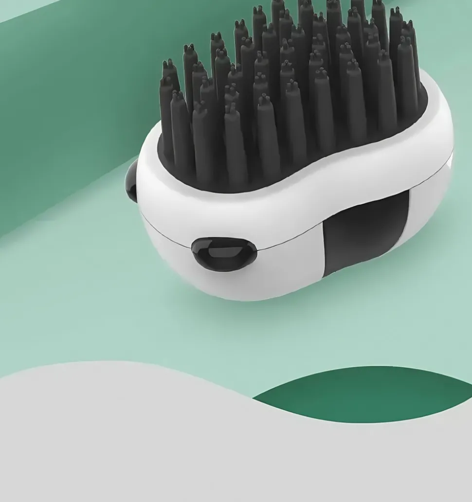 DOWNYPAWS - Brosse de bain et de massage pour chien style panda double usage humide et sec