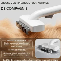 DOWNYPAWS - Brosse pour chiens et chats-peigne pour animaux de compagnie- blanc