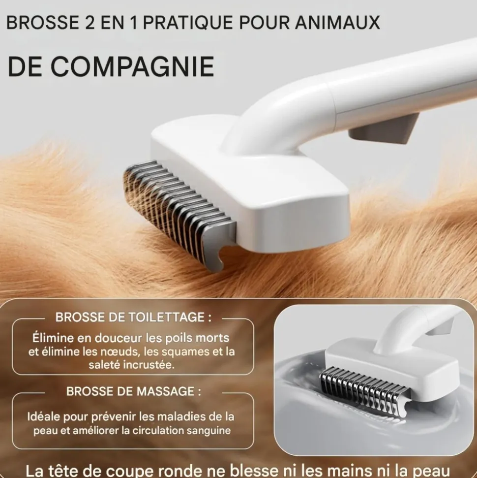 DOWNYPAWS - Brosse pour chiens et chats-peigne pour animaux de compagnie- blanc