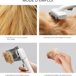 DOWNYPAWS - Brosse pour chiens et chats-peigne pour animaux de compagnie- blanc