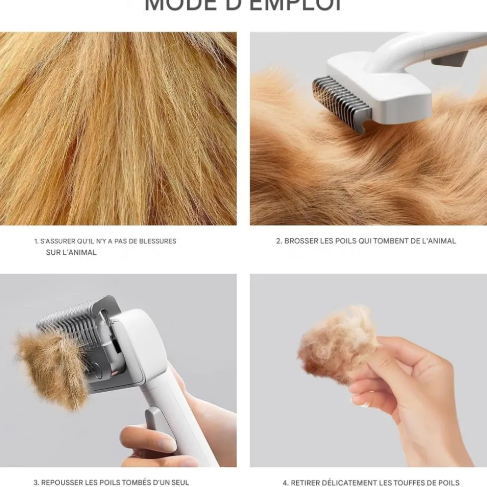 DOWNYPAWS - Brosse pour chiens et chats-peigne pour animaux de compagnie- blanc