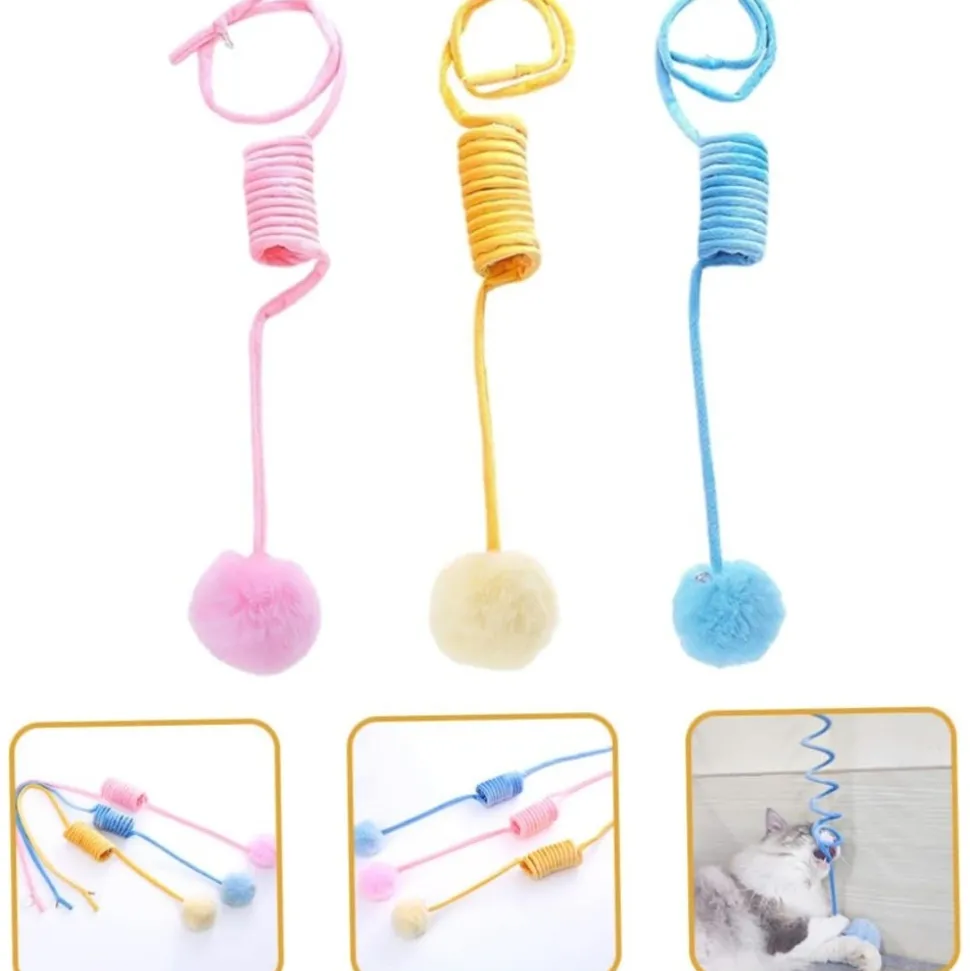 DOWNYPAWS - Canne à pêche-suspension à ressort-pack de 3 rose + jaune + bleu