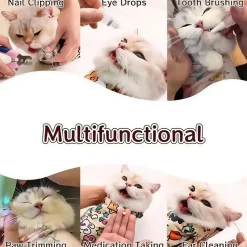 DOWNYPAWS - Chiffon de toilettage anti-évasion pour chat, sac auto-adhésif pour coupe et nettoyage faciles des ongles