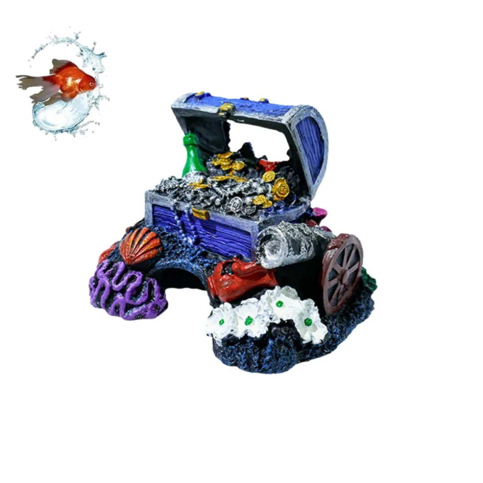 DOWNYPAWS - Coffre au trésor ornemental pour aquarium
