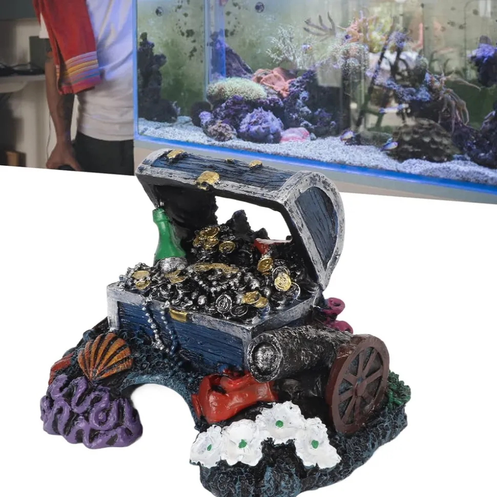 DOWNYPAWS - Coffre au trésor ornemental pour aquarium