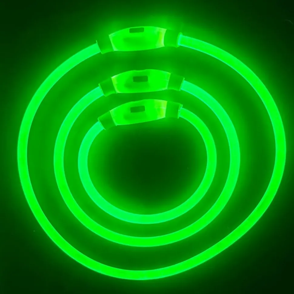 DOWNYPAWS - Collier lumineux rechargeable pour chien vert taille l : circonférence 70 cm