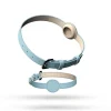 DOWNYPAWS - Collier traqueur gps pour chats et chiens - en cuir synthétique bleu xs
