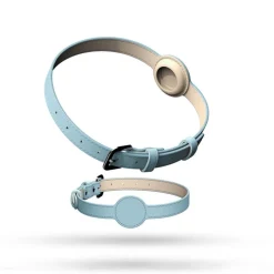 DOWNYPAWS - Collier traqueur gps pour chats et chiens - en cuir synthétique bleu xs