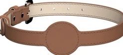 DOWNYPAWS - Collier traqueur gps pour chats et chiens - en cuir synthétique marron xs
