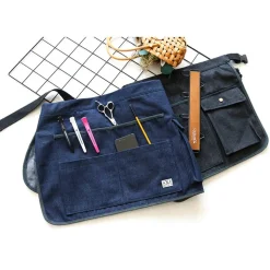 DOWNYPAWS - Court pour jardinage ou bricolage, teinte bleu jean et liberty, poches, coutures renfo-blanc