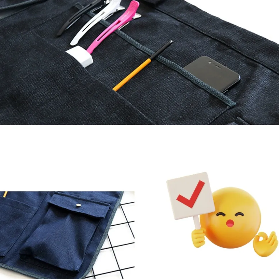 DOWNYPAWS - Court pour jardinage ou bricolage, teinte bleu jean et liberty, poches, coutures renfo-bleu