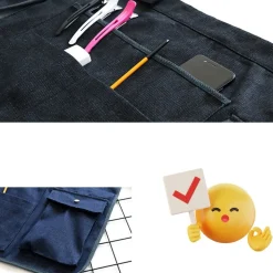 DOWNYPAWS - Court pour jardinage ou bricolage, teinte bleu jean et liberty, poches, coutures renfo-jaune