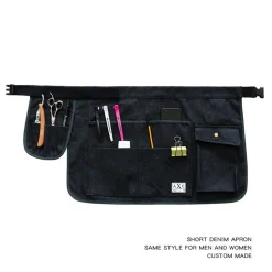 DOWNYPAWS - Court pour jardinage ou bricolage, teinte bleu jean et liberty, poches, coutures renfo-noir