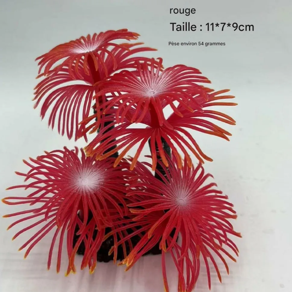 DOWNYPAWS - Décoration en corail doux simulé en silicone écologique pour aquarium rouge vif