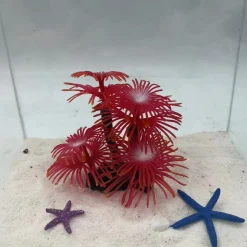 DOWNYPAWS - Décoration en corail doux simulé en silicone écologique pour aquarium rouge vif
